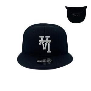 Los Angeles LA Wavy Upside Down Snapback Hat All Black